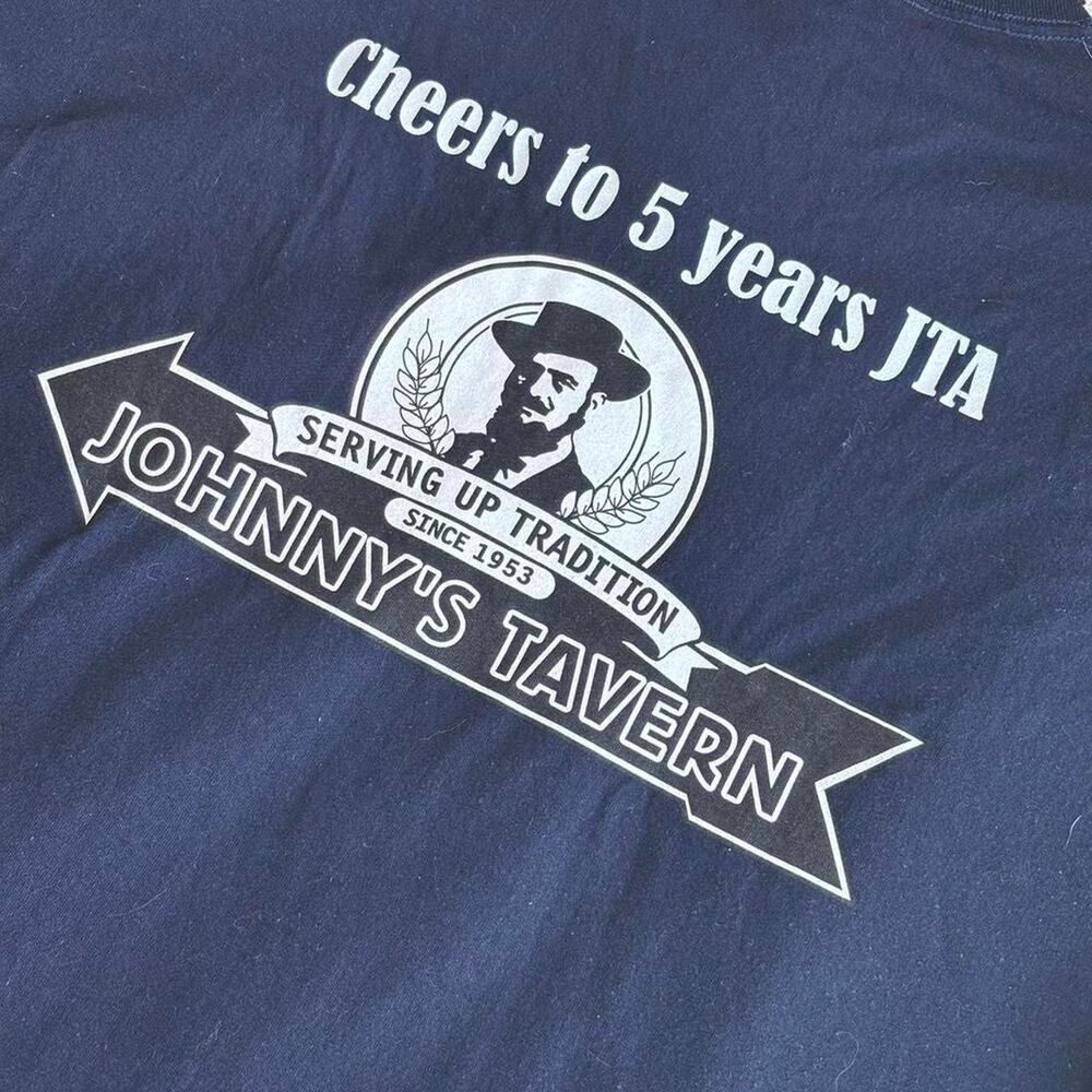 JERZEES Unisex XL Graphic T-Shirt Blue White Dri-Power - Picture 5 of 7
